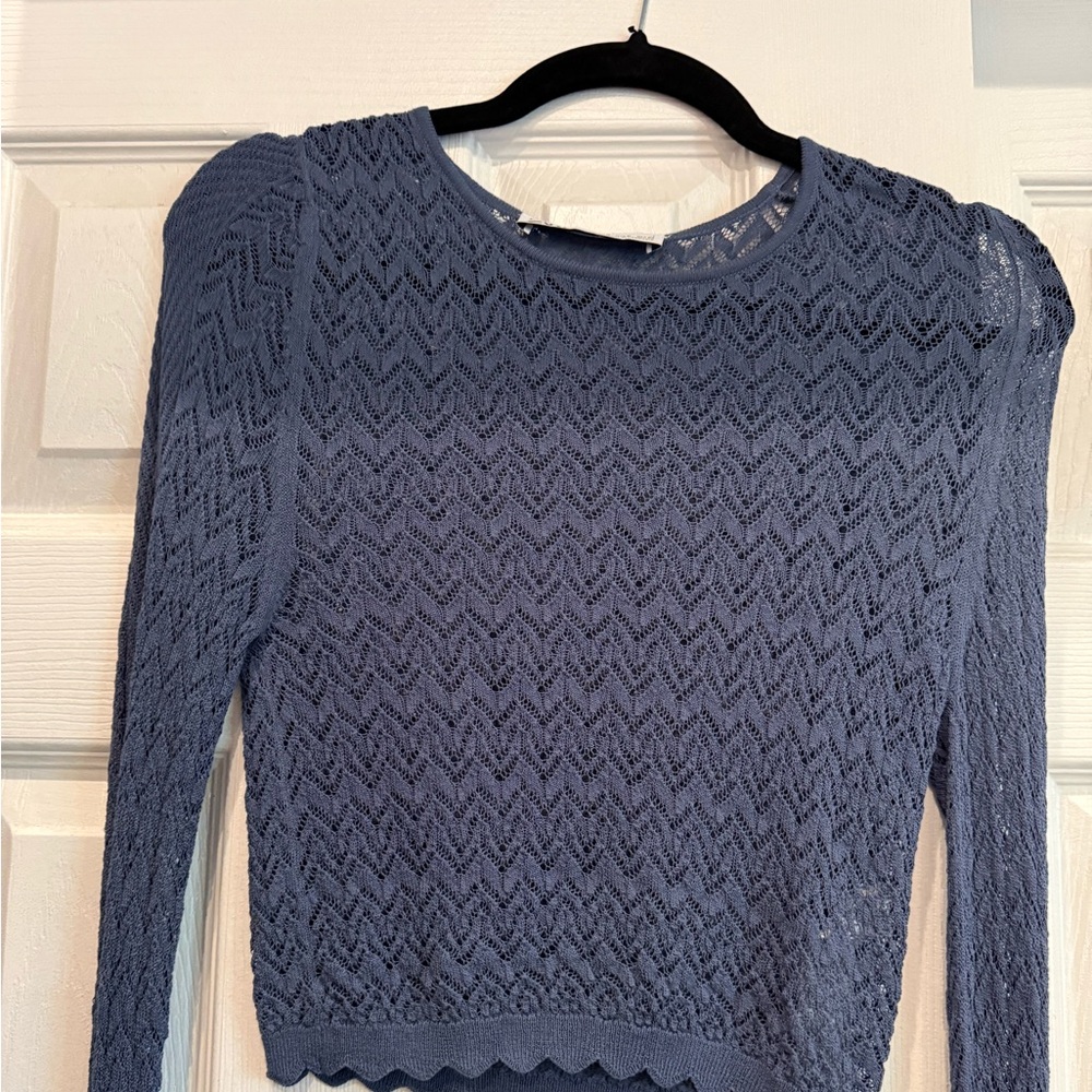 Zara Navy Lace Knit Top